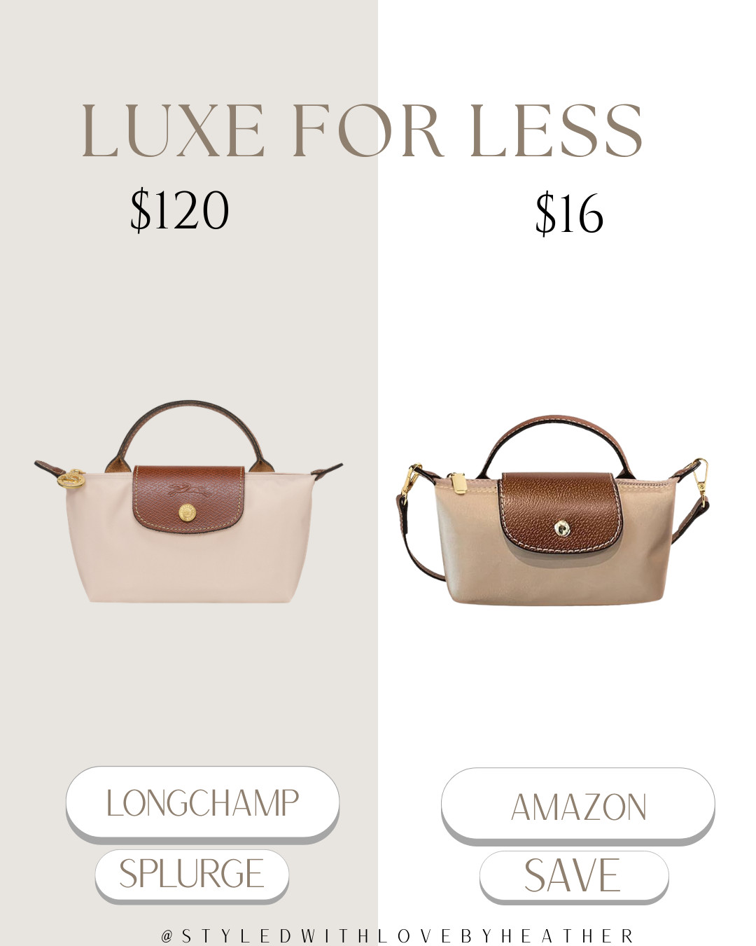 ✨ Luxe for Less: Longchamp vs Amazon Mini Tote ✨

Love the look of this Longchamp mini tote but not the $100+ price tag? This Amazon find gives the same classic fold-over flap, top handle design, and chic everyday vibe — perfect for running errands, travel days, or carrying your daily essentials.

Timeless, practical, and designer-inspired without the splurge.

Shop the splurge vs. save on my LTK ✨

 

 #LTKstorytime #LTKvlog #LTKTravel