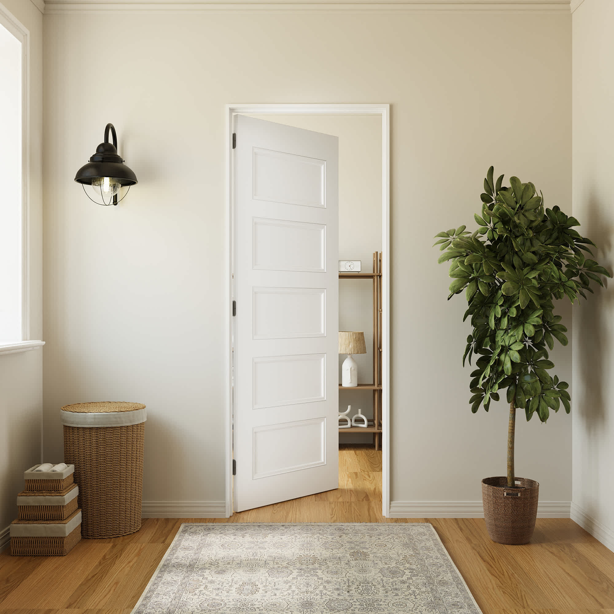 Ark Design 5-Panel Solid Core MDF and Manufacture Wood White Primed Interior Door Slab 28-in x 80-in one_size | SLAB-5MDF-28N | Lowe's