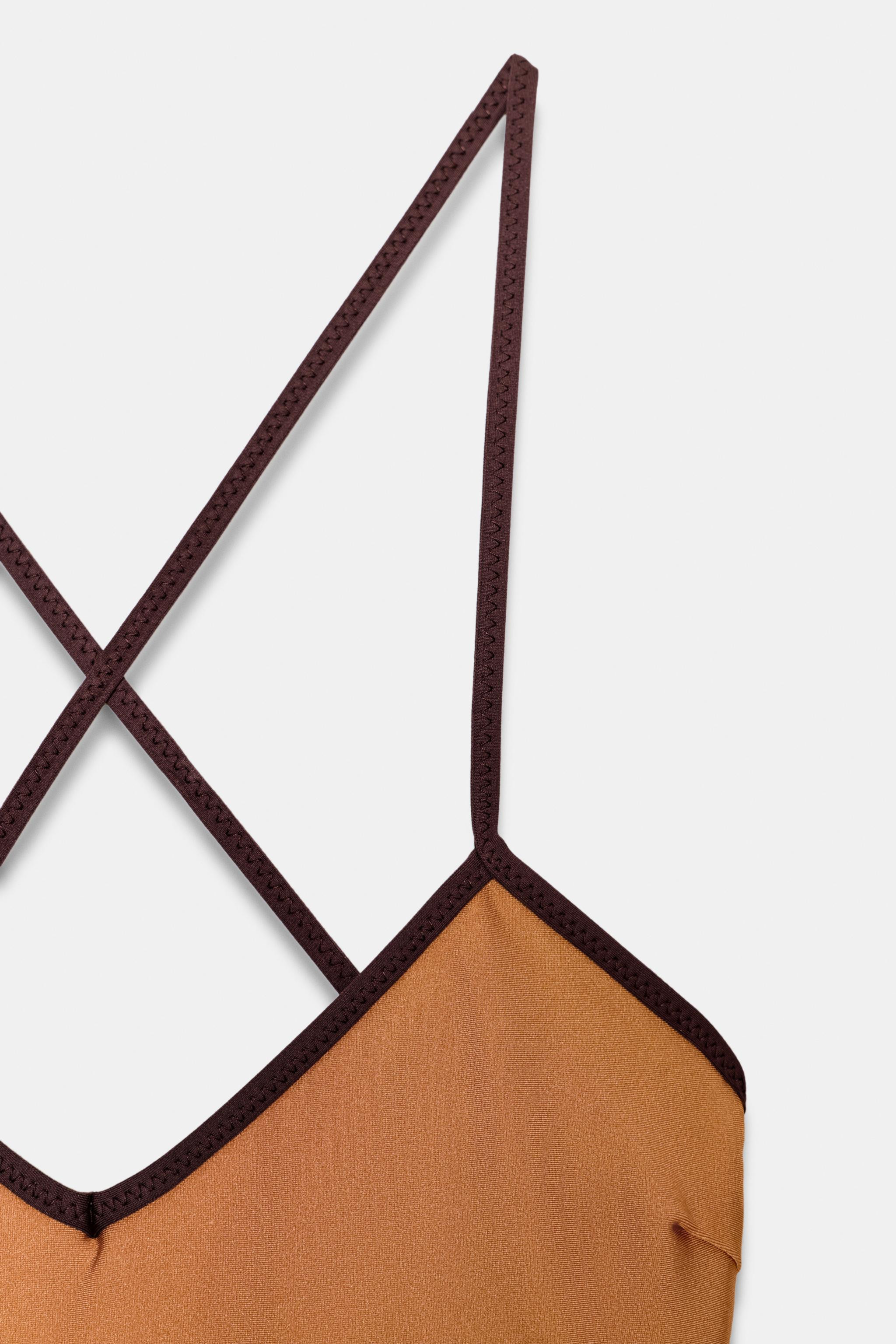 CONTRAST TRIM SATIN SWIMSUIT | Zara US