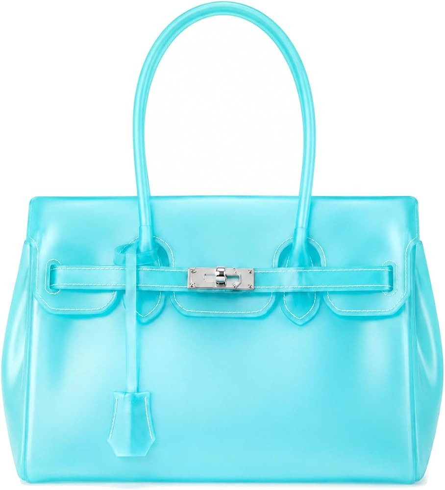 EyeVivid Jelly Tote Bag, Translucent TPU Top Handle Handbag, Pink | Amazon (US)