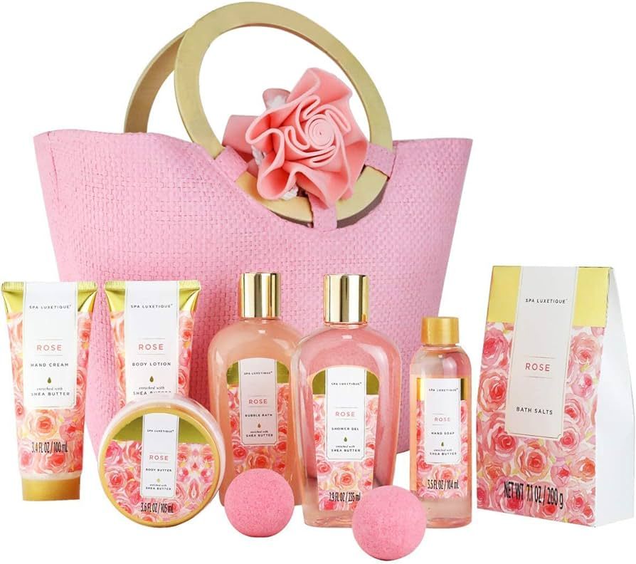 Spa Gift Basket for Women - Spa Luxetique Spa Gifts for Women, 10pcs Rose Home Spa Sets, Relaxing... | Amazon (US)