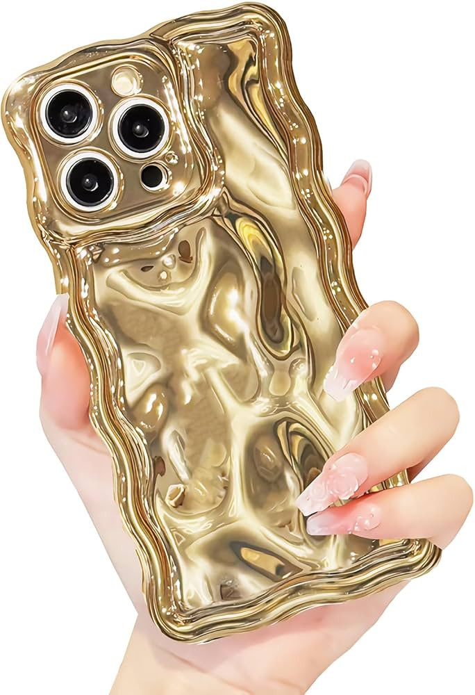 for iPhone 13 Case, Cute Stylish Glossy Bubble Wave Design, Silicone Women Girl Glitter Curly Wav... | Amazon (US)