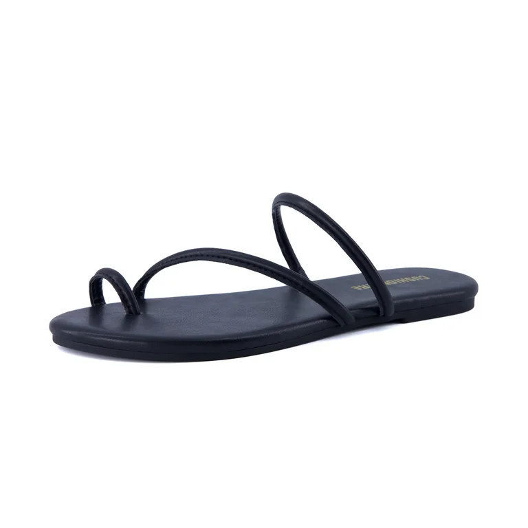 Cushionaire Resort Women\u2019s Minimalist Strappy Sandals \u2013 Lightweight Summer Flat Sandals... | Walmart (US)