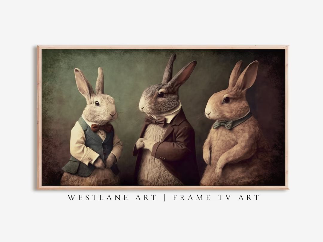 Vintage Rabbit Spring Easter Frame TV Art Painting Altered Art TV Decor DIGITAL Download TVH26 - ... | Etsy (US)