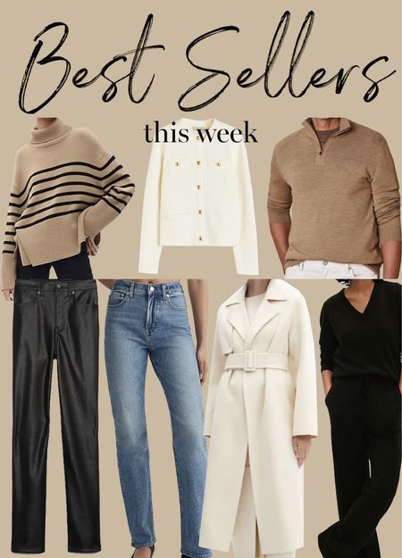 Kat Jamieson shares the best sellers this week. Turtleneck, cardigan, denim, jeans, coat, cashmere jogger set, neutrals, classic style.

#LTKworkwear #LTKmens #LTKSeasonal