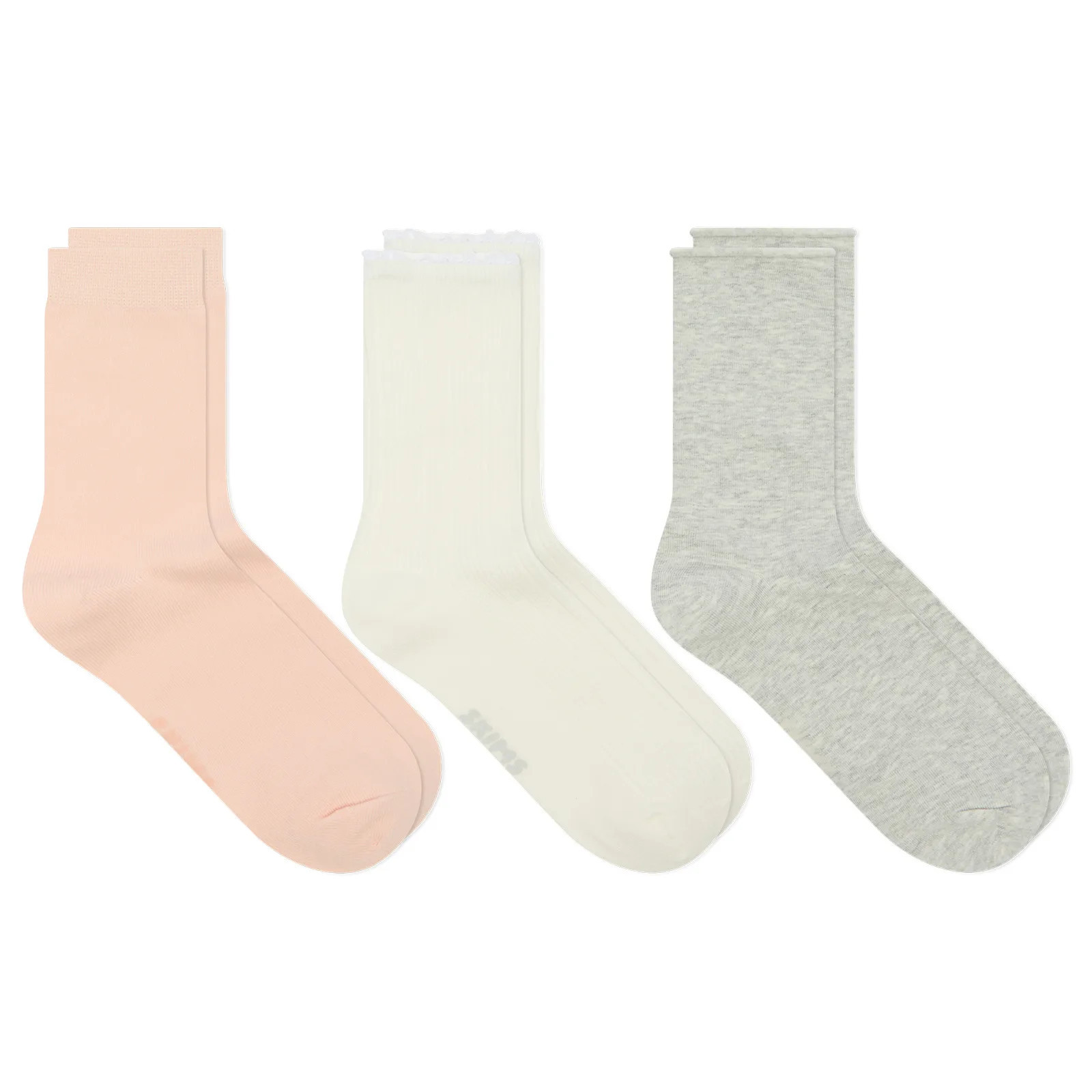 SKIMS Women's Textured Sock 3-Pack in Marble Primrose Multi, Size Small | END. Clothing