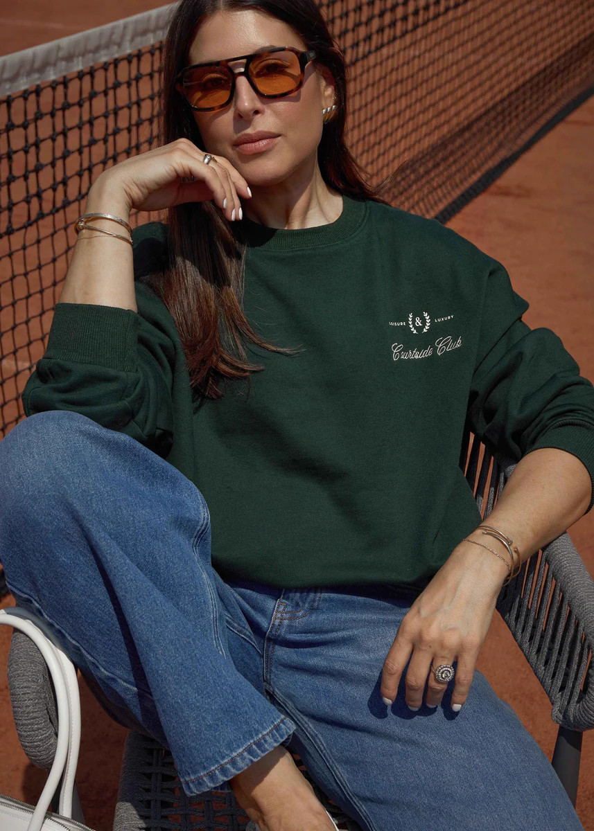 COURTSIDE CLUB CREWNECK JUMPER - DARK GREEN | WAT The Brand