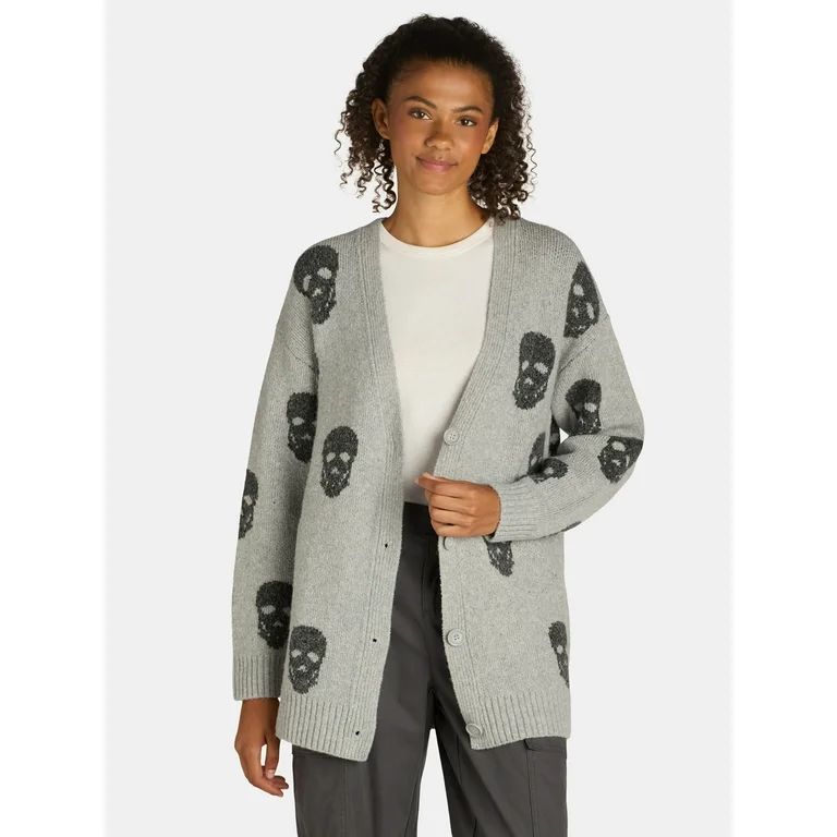 No Boundaries Conversational Cardigan, Women's and Women's Plus Sizes XXS-2XL - Walmart.com | Walmart (US)