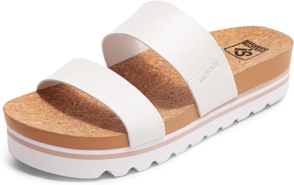 Flatform Platform Sandals Women Arch Support Beach Slides Orthotic Summer Causal Cork Footbed Adj... | Amazon (US)