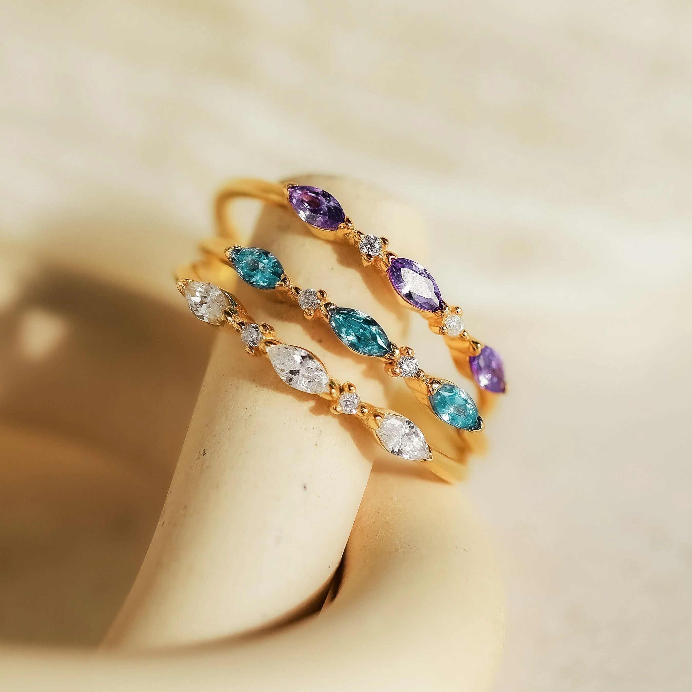 Triple Marquise Birthstone Ring | Caitlyn Minimalist