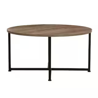 Ashwood 32 in. Gray/Black Medium Round Acrylic Coffee Table | The Home Depot