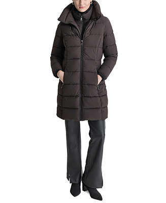 Women's Bibbed Hooded Zip-Front Puffer Coat | Macy's