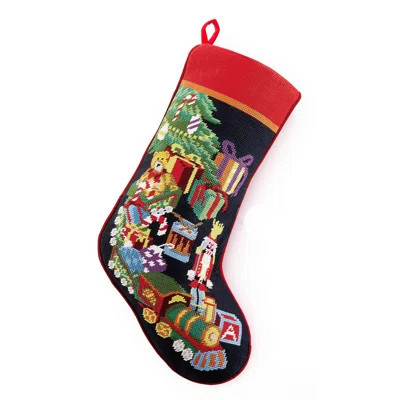 Toy Train Embroidered Needlepoint Stocking | Wayfair North America