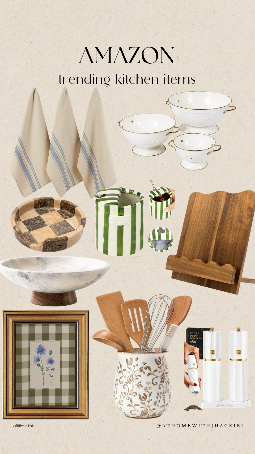 Amazon Trending Kitchen Items, amazon kitchen finds, trending kitchen items, amazon kitchen decor, neutral kitchen accessories, marble serving bowl, checkered tray decor, scalloped cutting board, striped kitchen towels, olive green kitchen decor, ceramic utensil holder, salt and pepper grinder set, aesthetic kitchen finds, cozy kitchen decor, cottage style kitchen, amazon home favorites, kitchen styling ideas, functional kitchen decor, affordable kitchen finds, elevated kitchen accessories, viral amazon finds

#LTKHome