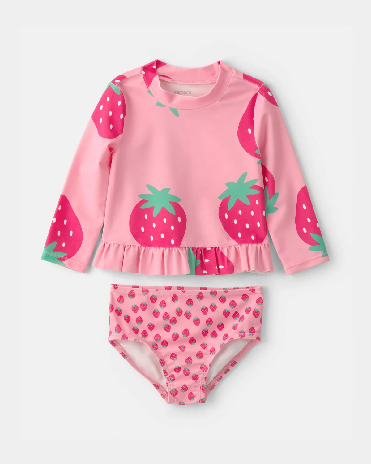 Baby Girl 2-Piece Strawberry Rashguard Swimsuit Set - Pink | Carter's | Carter's Inc