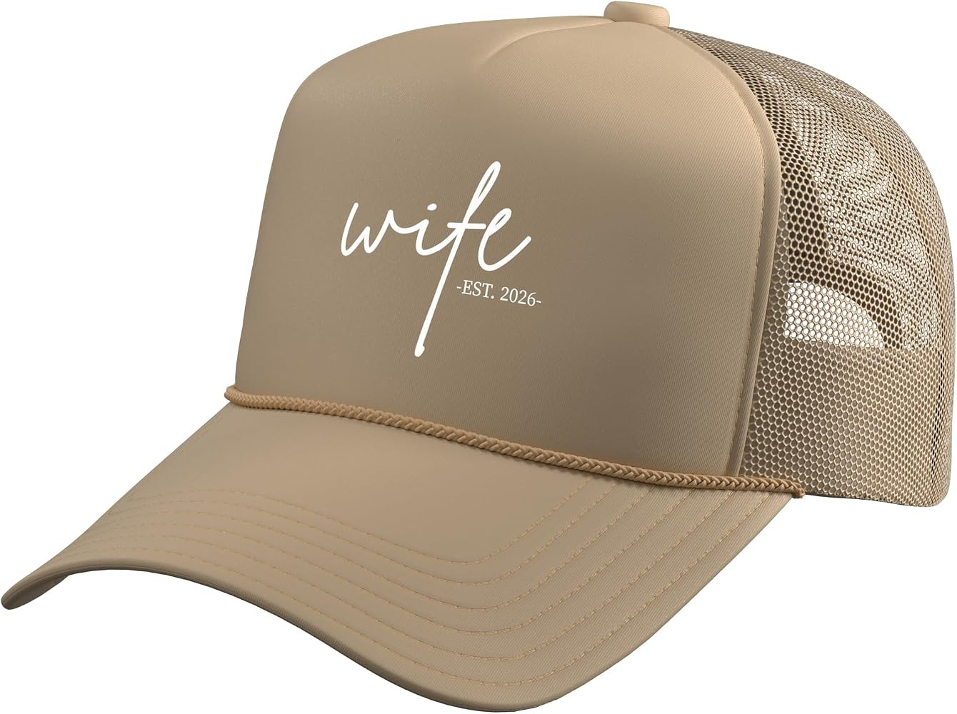 Wife Est 2026 Just Married Honeymoon Wedding Couples Party Trucker Hat with Adjustable Mesh Back | Amazon (US)