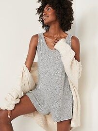 Sleeveless Plush-Knit Pajama Romper for Women -- 3-inch inseam | Old Navy (US)