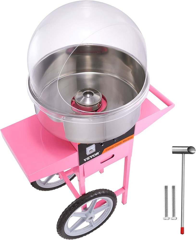VEVOR Electric Cotton Candy Machine Cart with Cover, Commercial Floss Maker w/Stainless Steel Bow... | Amazon (US)