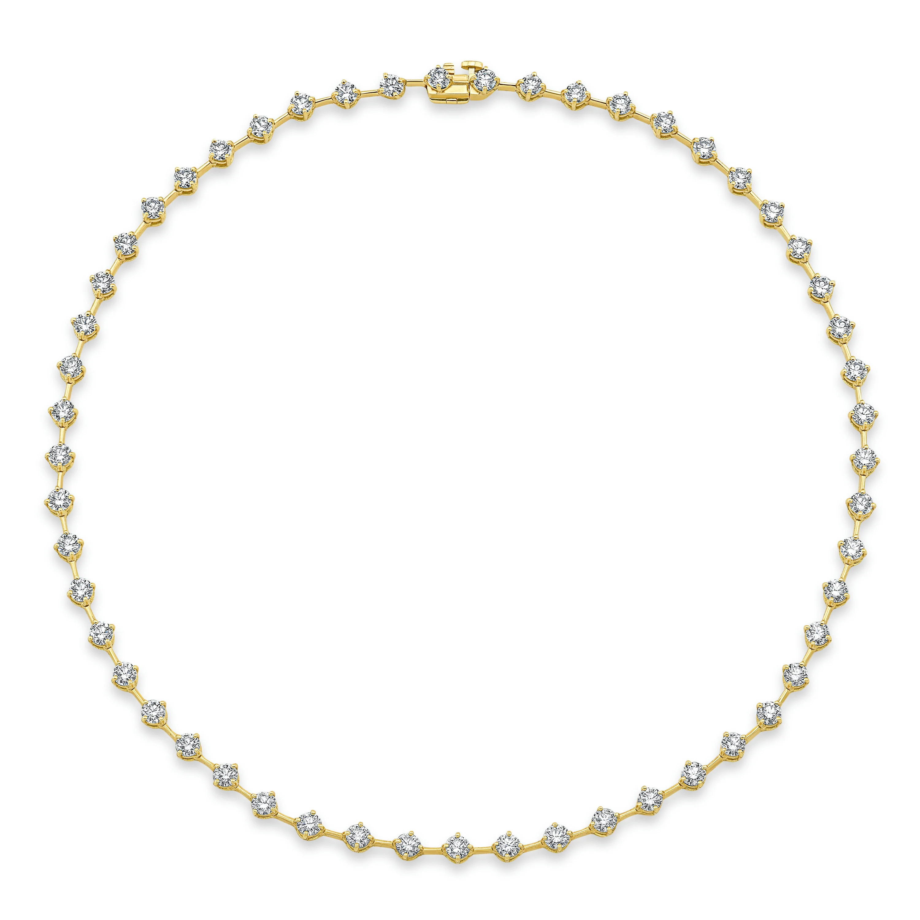 Round Brilliant Diamonds in 18k Yellow Gold Bar Necklace | Norman Silverman