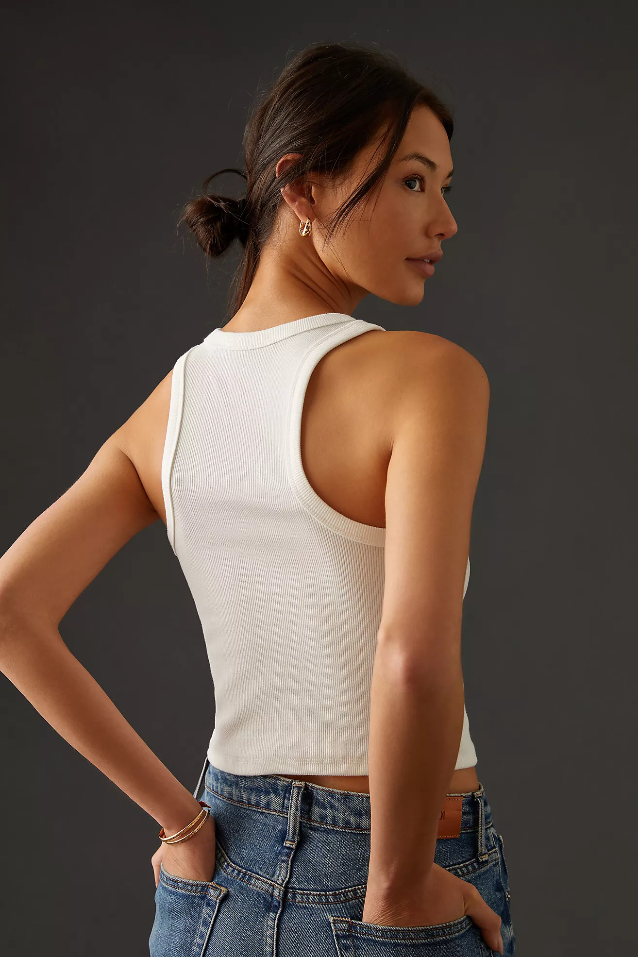 The Blair Stretch Cotton Crop Racerback Tank Top | Anthropologie (US)