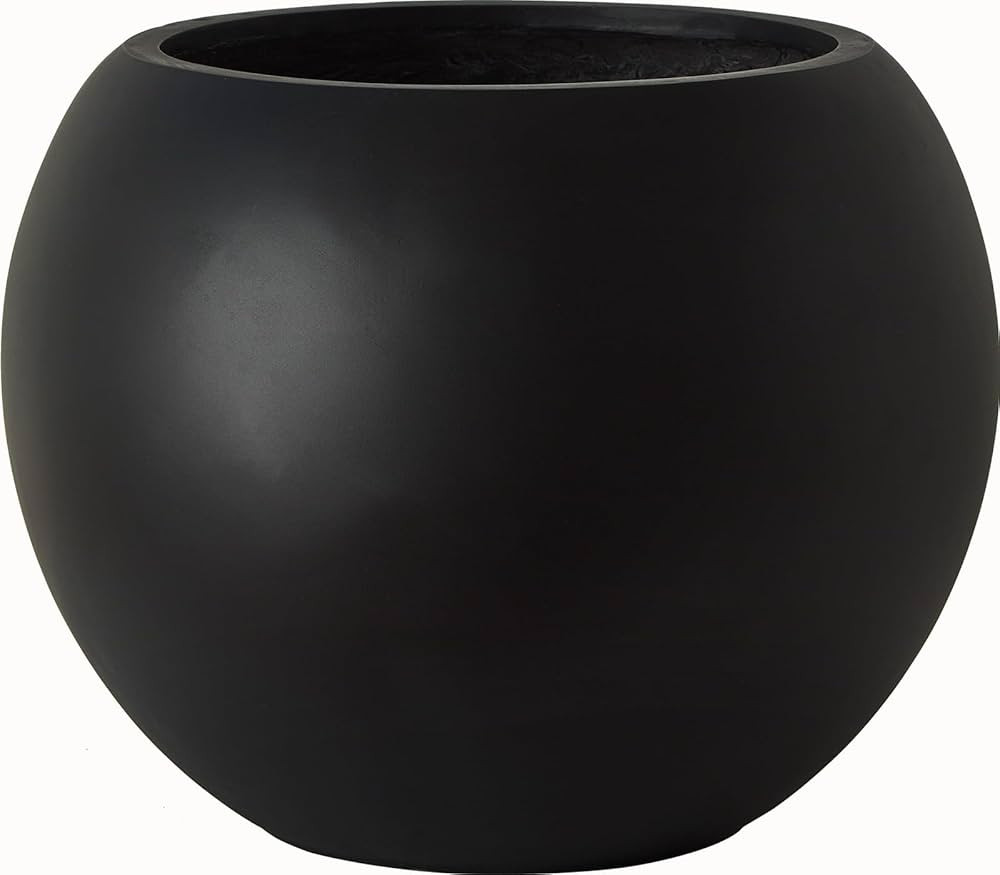 Maceta redonda negra de fibra de 13.5 pulgadas de alto x 17 pulgadas de diámetro (apertura de ma... | Amazon (US)