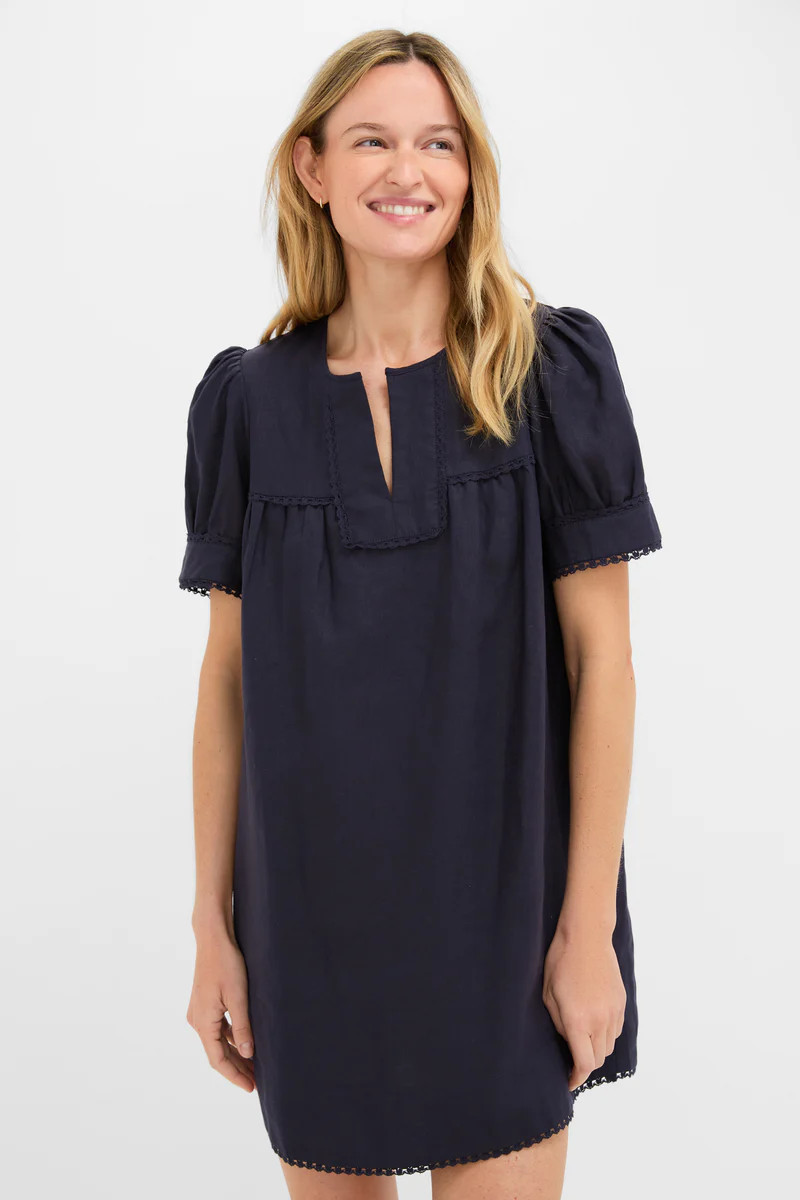 Navy Linen Bridget Dress | Tuckernuck (US)