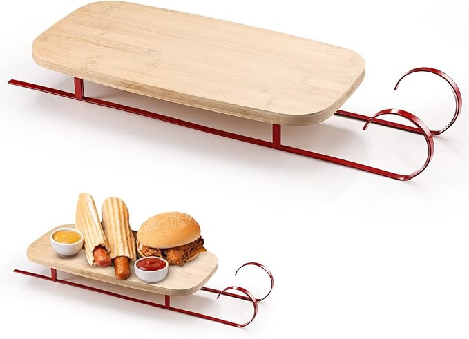 Sliner 16 Inch Christmas Charcuterie Board Xmas Sleigh Serving Platter Wooden Cutting Board Appet... | Amazon (US)