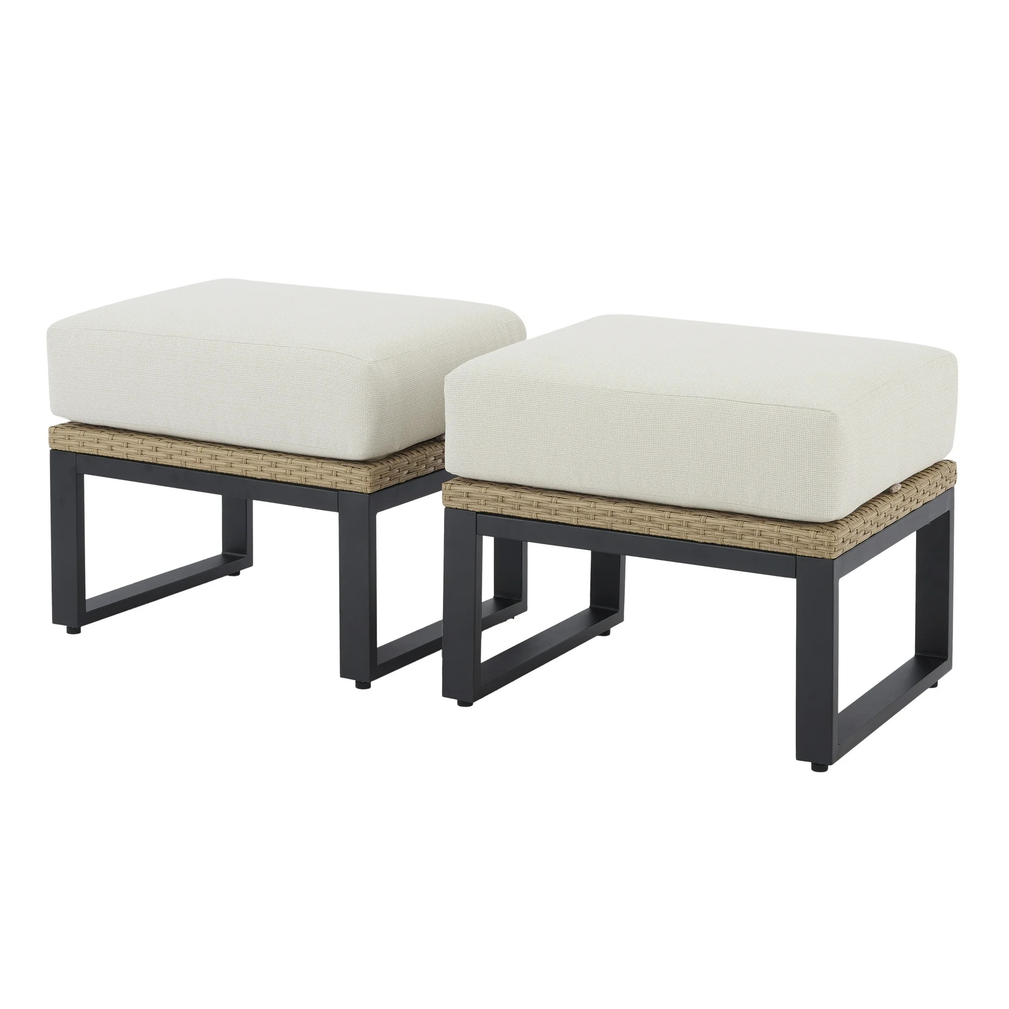 Better Homes & Gardens Ventura 2-Piece Outdoor Wicker Ottoman, Beige | Walmart (US)