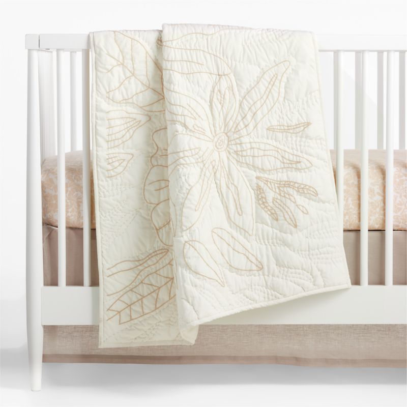 Modern Ellsworth Organic White Floral Baby Crib Quilt + Reviews | Crate & Kids | Crate & Barrel