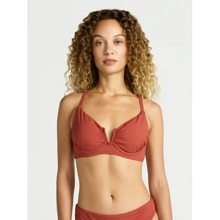 Time and Tru Women's and Women's Plus V Wire Underwire Bikini Top, Sizes XS-2X | Walmart (US)