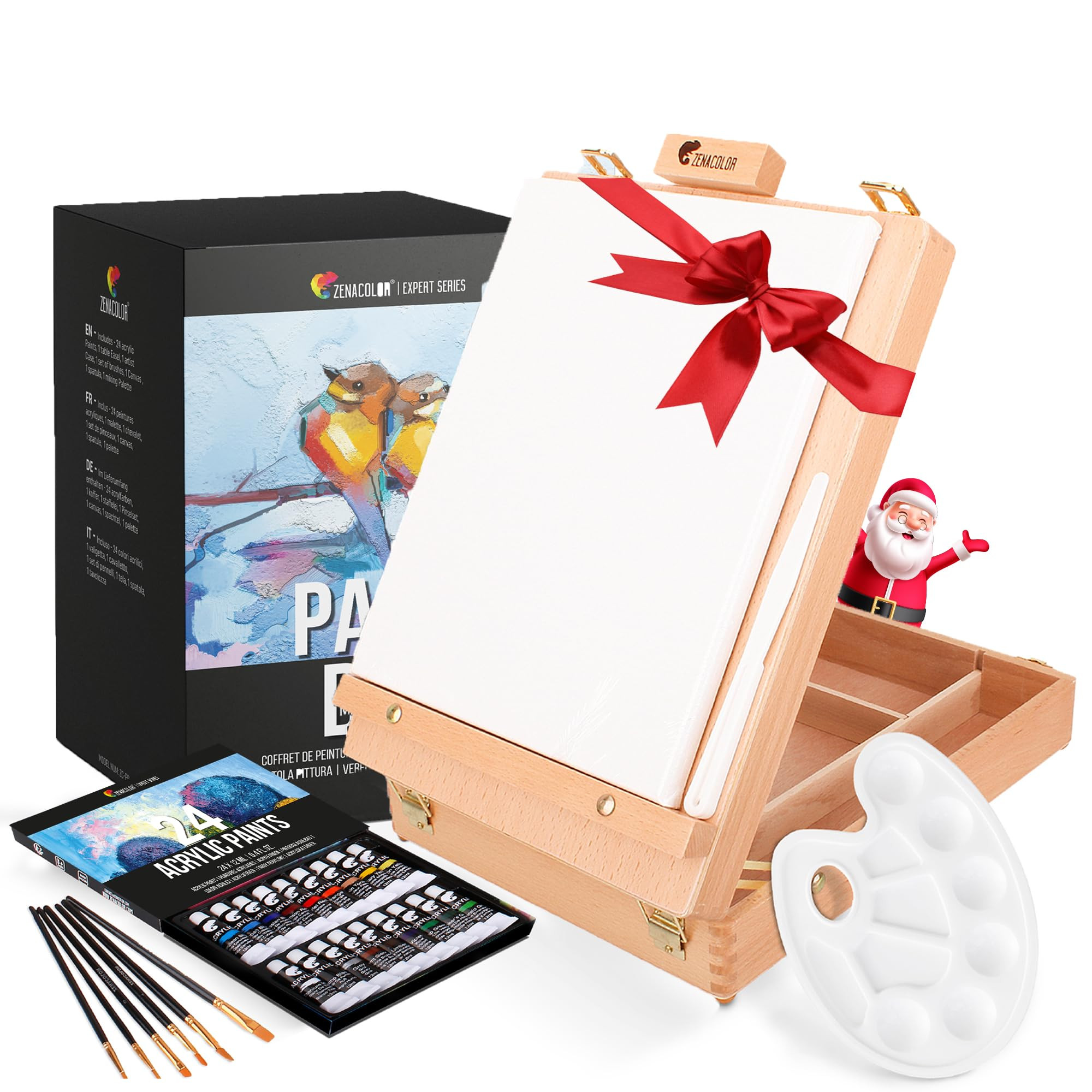 Acrylic Paint Set for Artists - with Box, Wood Easel, 24 Tubes of Acrylic Paints, 6 Paintbrushes,... | Amazon (UK)