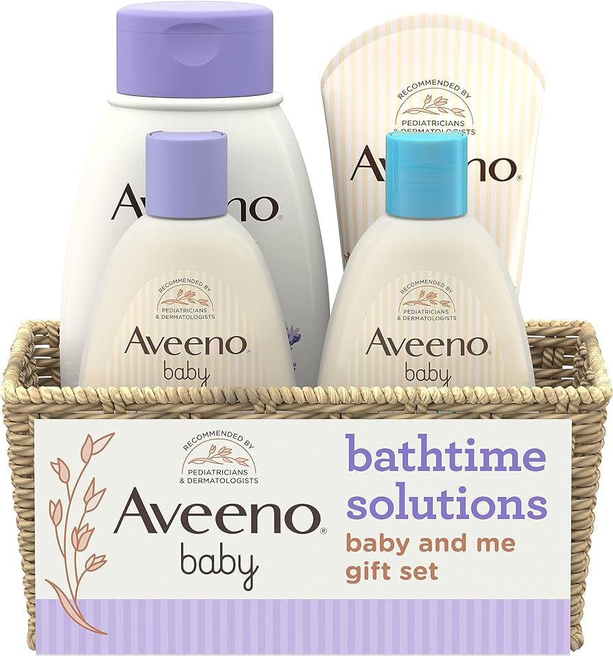 Aveeno Baby Bathtime Solutions Baby & Me Gift Set with Baby Wash & Shampoo, Calming Baby Bath & W... | Amazon (US)