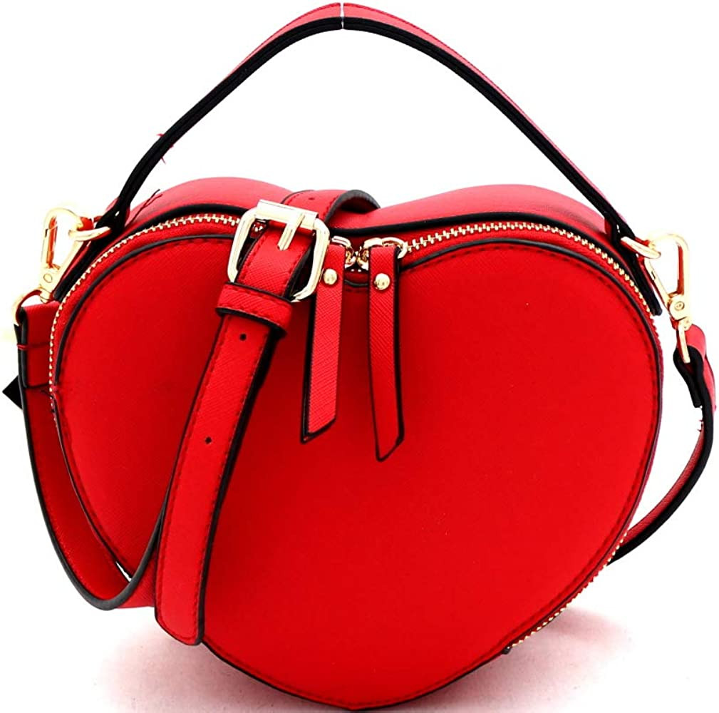 Cute Heart Shape Girls Womens Vegan Leather Small Handle Satchel Crossbody Purse | Amazon (US)