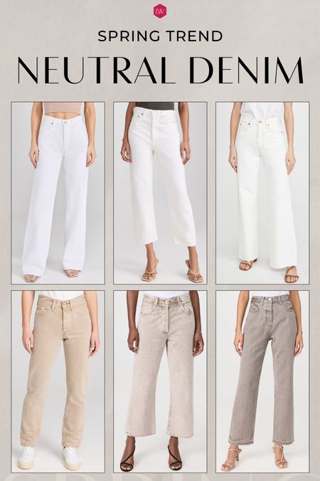 Neutral denim is trending this spring!
Sizing and details: 

Slvrlake Grace Jeans: lower rise, TTS 
Levi’s 501 jeans: Slim and run on the smaller side, if you want a slim for get your norm. If you want a tad looser and more comfort size up.
Citizen of Humanity Gaucho Vintage: 24 size down 
Moussy Vintage: size down 