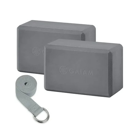 Gaiam Yoga Block (2-Pack) and Strap Combo - Grey | Walmart (US)