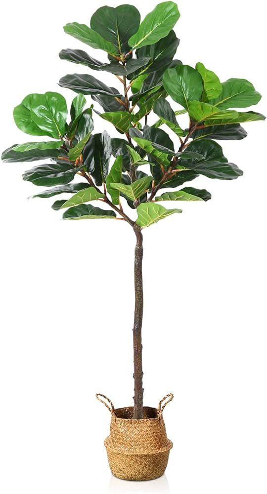 SOGUYI Artificial Fiddle Leaf Fig Tree 6 Feet Tall Fake Plants 41 Leaves Faux Ficus Lyrata Tree i... | Amazon (CA)