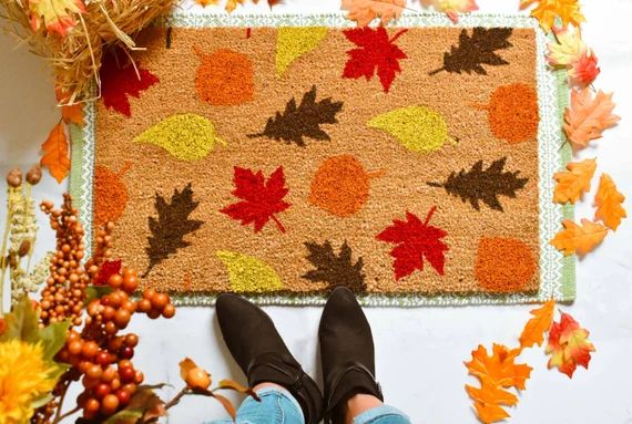 Fall Leaves Doormat Fall Doormat Fall Decor Fall Porch - Etsy | Etsy (US)