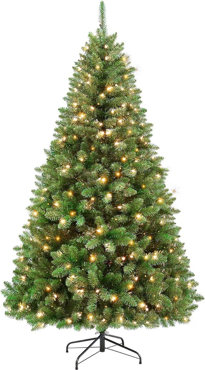 Hykolity 6.5 ft Prelit Christmas Tree, Artificial Christmas Tree with 350 Warm White Lights, 1100... | Amazon (US)
