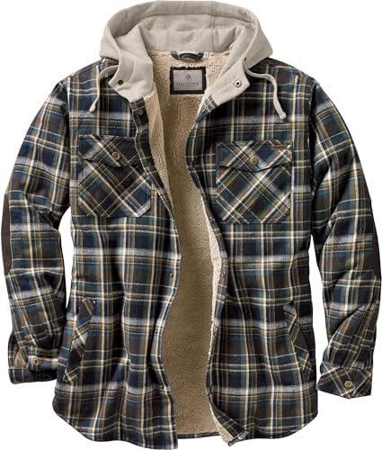 Legendary Whitetails Mens Hooded Plaid Flannel Shirt Jacket Insulated Shacket | Amazon (US)