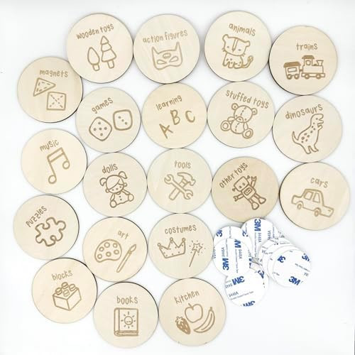 Wooden Toy Labels – 20 Trofast Tags with 3M Tape – Kids’ Room & Playroom Organization – A... | Amazon (US)