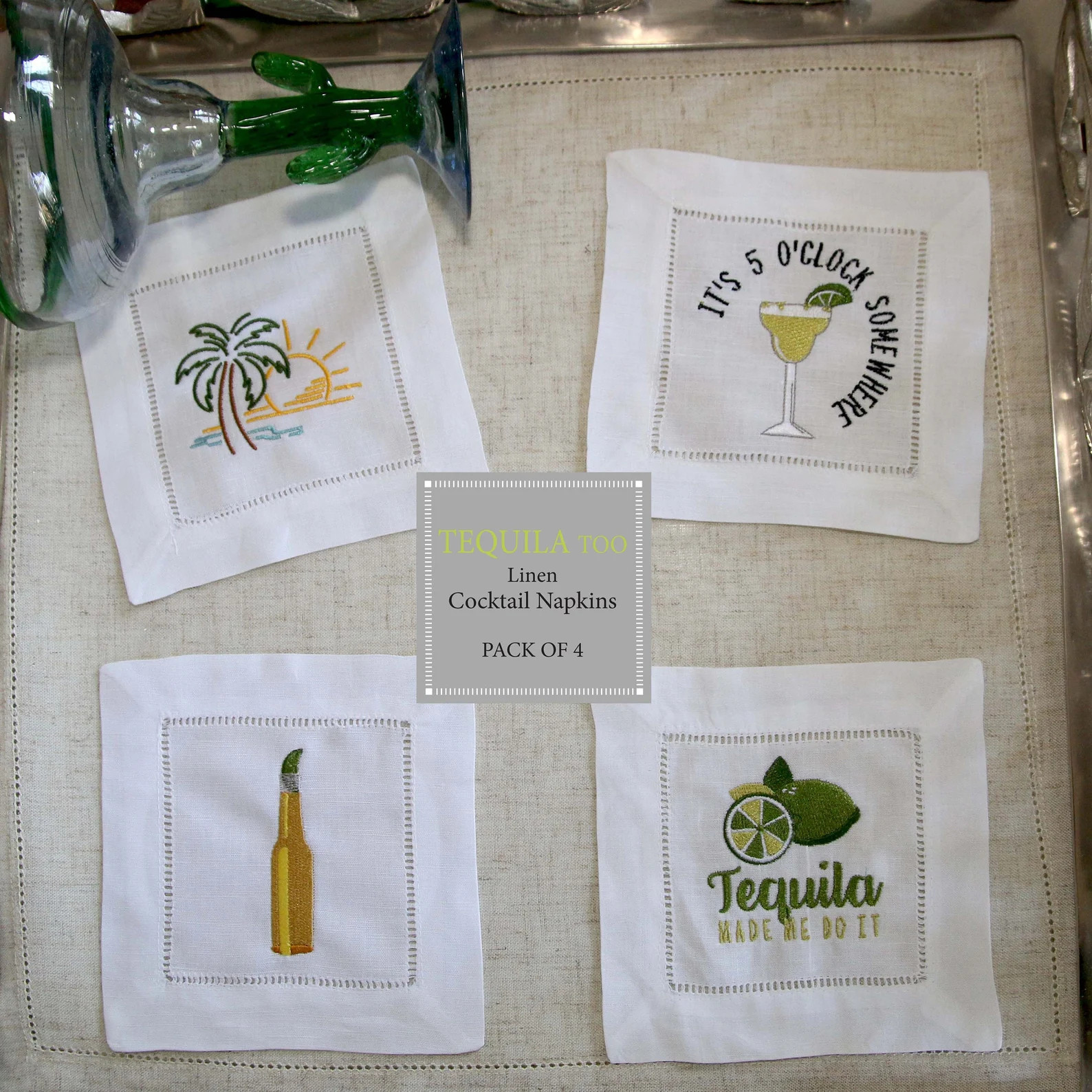 Tequila Cocktail Napkin Set Bar Cart Decor Reusable Napkins - Etsy | Etsy (US)