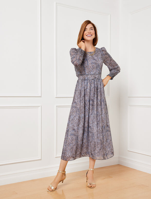 Smocked Fit & Flare Dress - Leopard Dot | Talbots