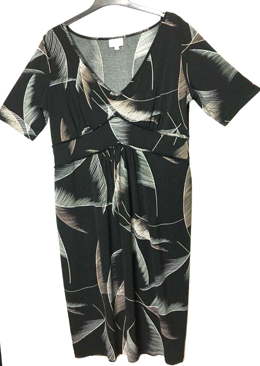 Leona Edmiston  flowing jersey dress,  black graphic, sz. 14/L  - for all season | eBay AU