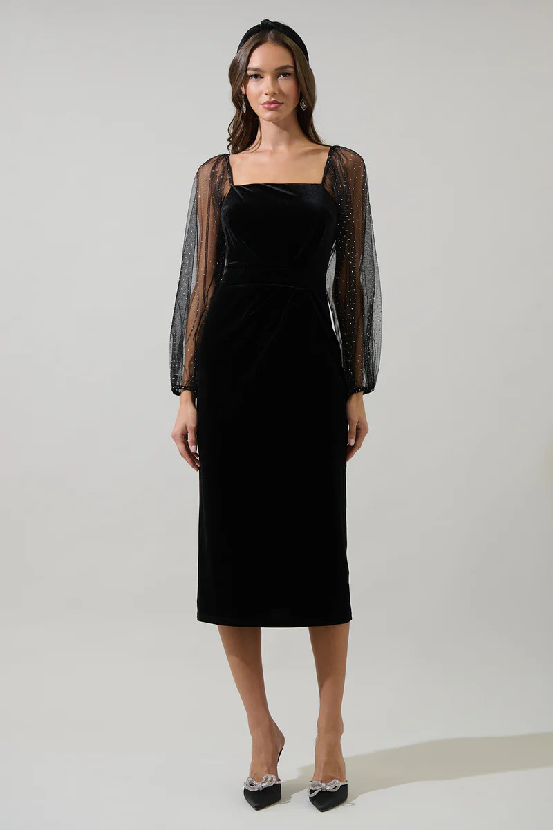 Karana Velvet Midi Dress | Sugarlips