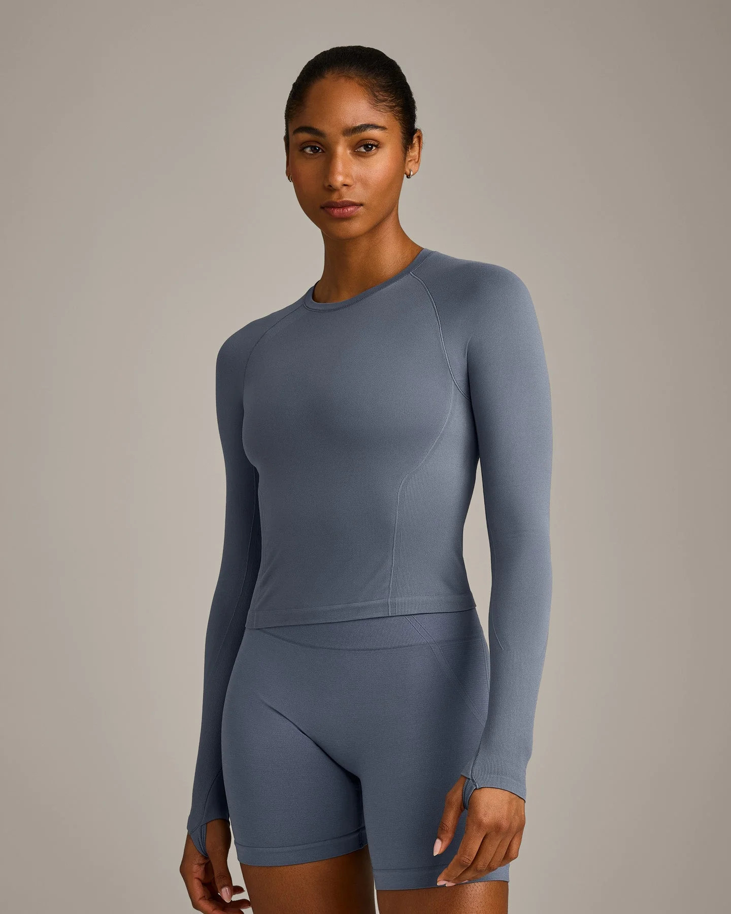 Oner Seamless Fitted Long Sleeve Top | Dark Granite Blue | Oner Active (UK / US)