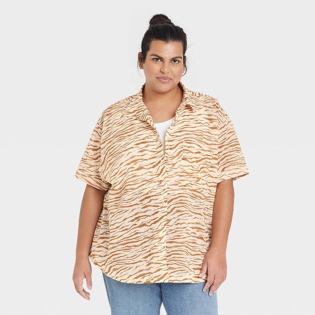 Women's Plus Size Short Sleeve Button-Down Shirt - Ava & Viv™ | Target