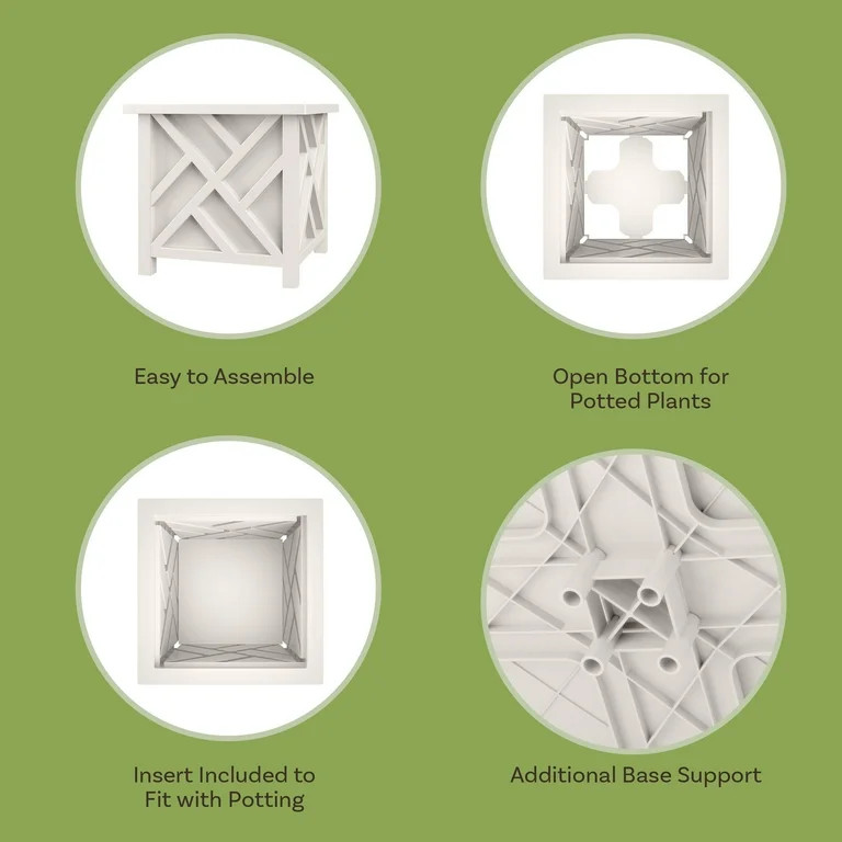 Pure Garden Outdoor Lattice Planter Box - 15.5-Inch Plant Pot, White | Walmart (US)