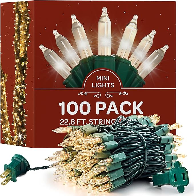 Christmas Lights [Set of 100] Warm white Christmas Lights, UL Listed For Indoor/Outdoor Use, Mini... | Amazon (US)