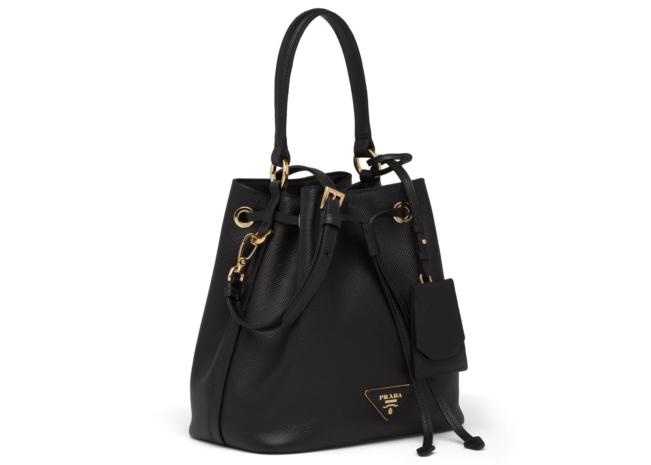 Prada Bucket Bag Saffiano Leather Gold-tone Black | StockX