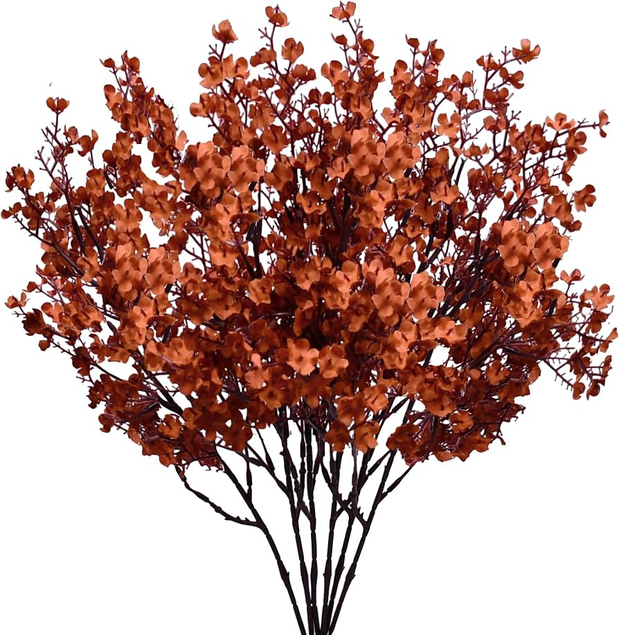 Mandy's 6 Bundles Artificial Burnt Orange Baby\u2019s Breath Flowers | Amazon (US)